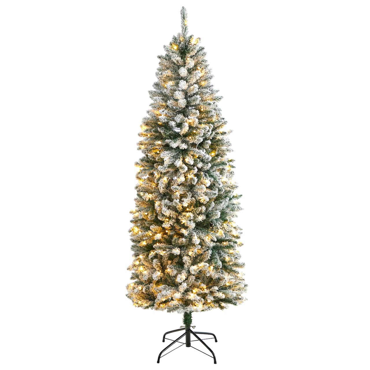 6ft. Pre-Lit Slim Flocked Montreal Fir Artificial Christmas Tree